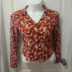 No Boundaries Junior Fashion Floral Shirt Sz L 11-13